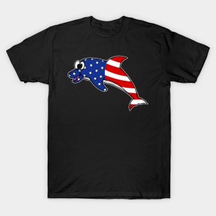 4th July Dolphin American Flag USA Animal Lovers T-Shirt